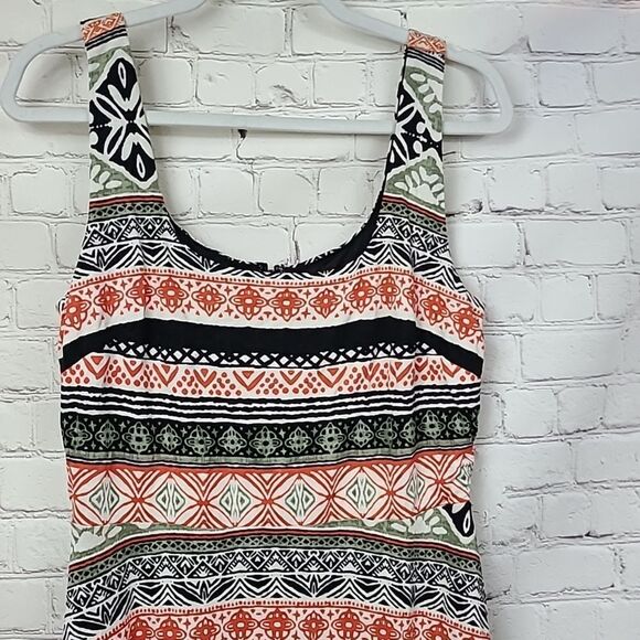 Loft Riverwalk Fit & Flare Geo Stripe Print Sleeveless Jersey Dress Size 8 Knee - Picture 5 of 11